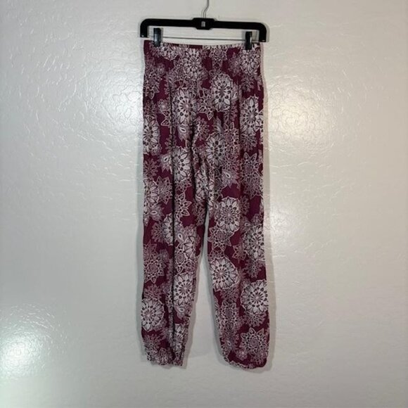 Lotus and Luna Boho Harem Pants Womens One Size Smocked Waist Jogger Lounge - Picture 1 of 6